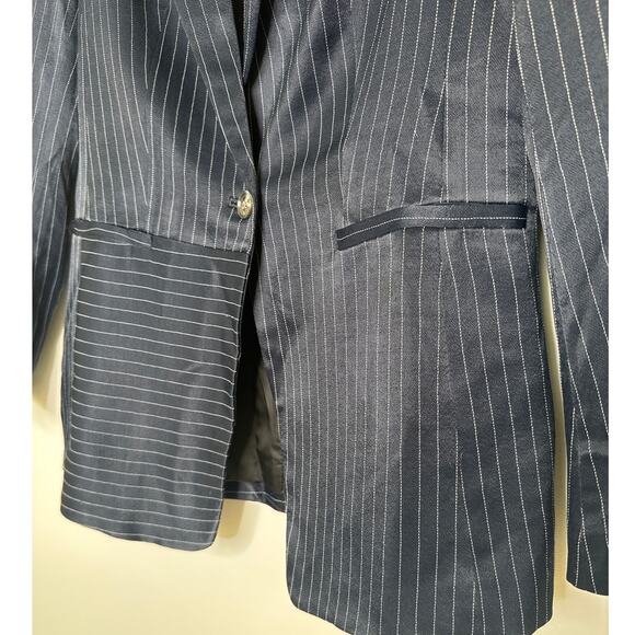 NWT Banana Republic Navy Pinstripe one button dressy Blazer Spring 2018 size 4 - Picture 6 of 15